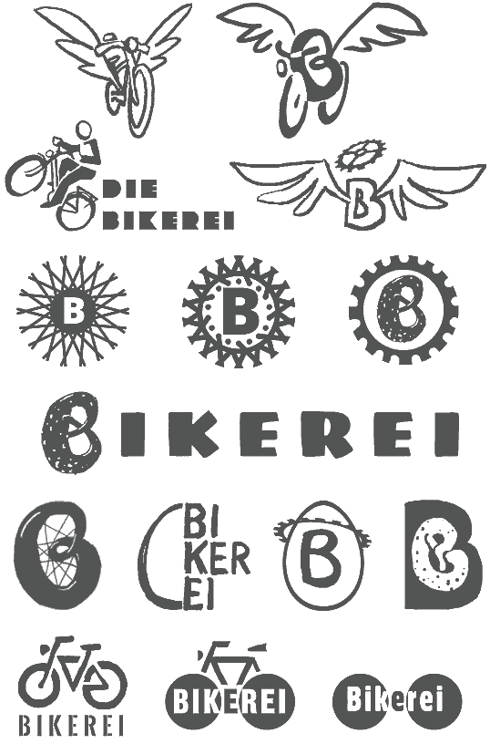 Logoskizzen Bikerei